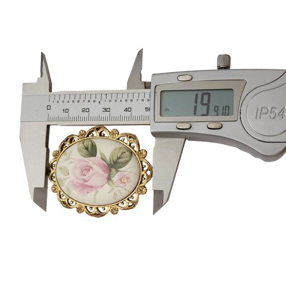 1928 Brand Rose Ceramic Cameo Style Brooch Pin K344 - Picture 7 of 8